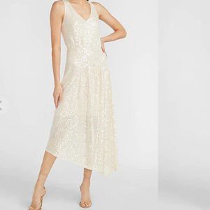 Express - Sequin V-Neck Midi Dress